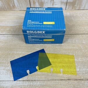 Rolodex Transparent Card Protectors TP-24 Holds 200+ Cards Yellow Blue 2.25 x 4